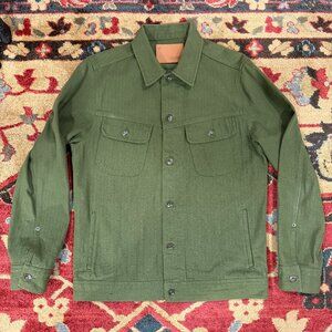 Taylor Stitch Long Haul Jacket in Washed Olive Herringbone